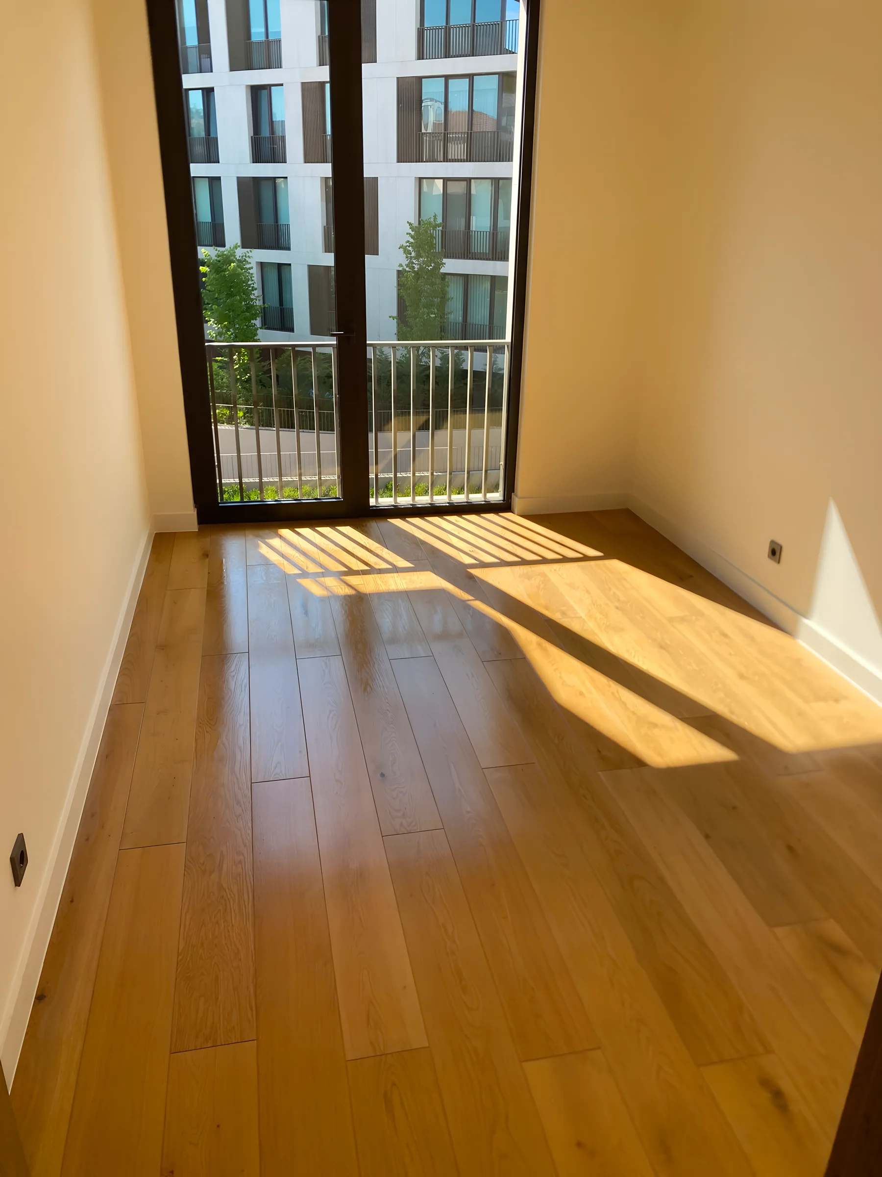 Temizlenmiş ve güneş alan modern bir ev salonu